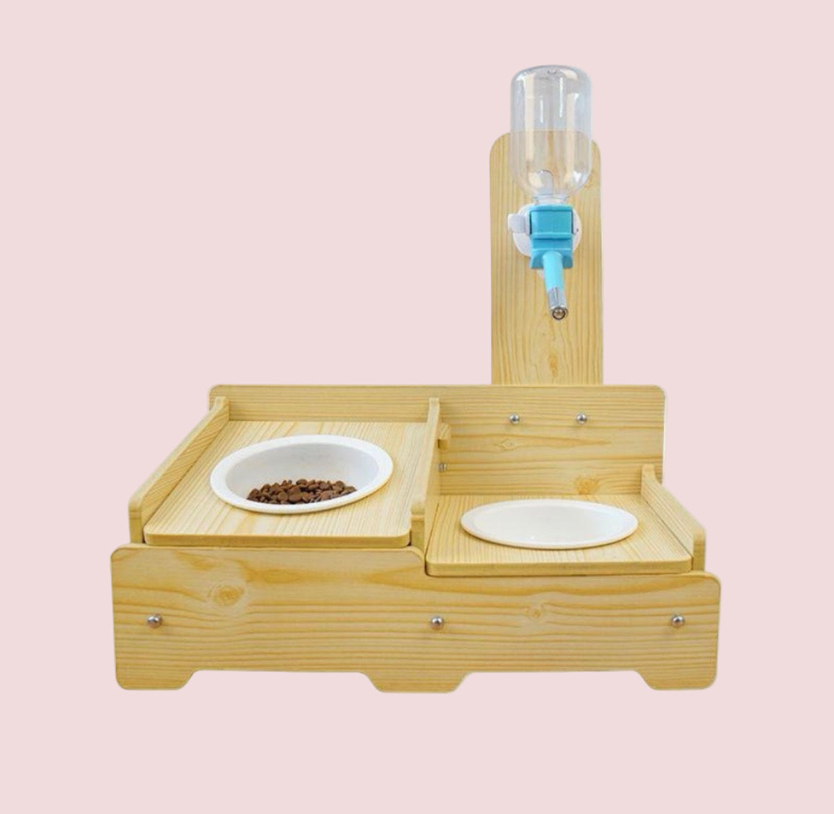 Comedero Elevado de Madera con Bebedero y Cuencos – Personalizable | ReGa Cats