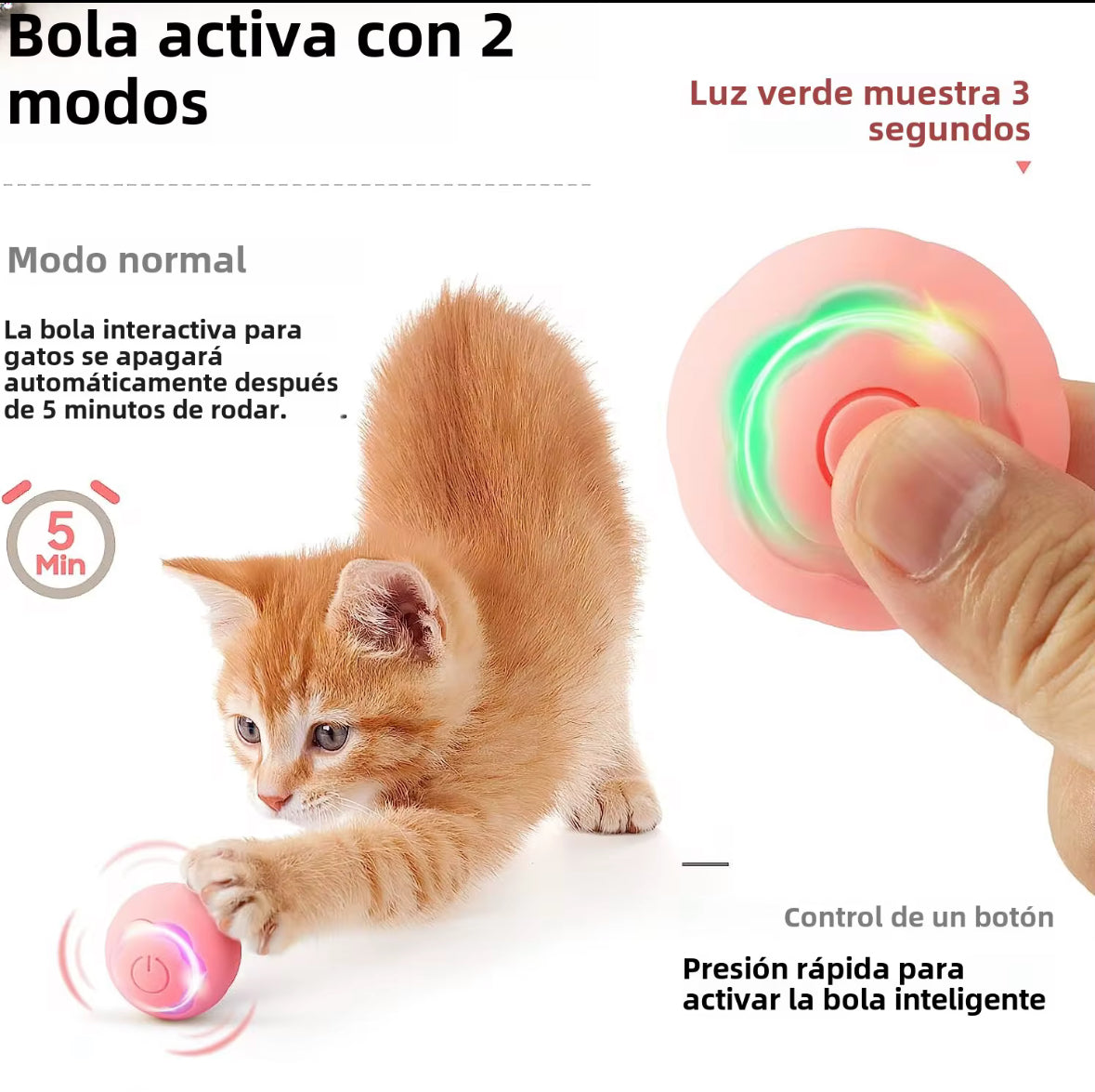 Pelota Electrónica Inteligente recargable para Gatos Azul