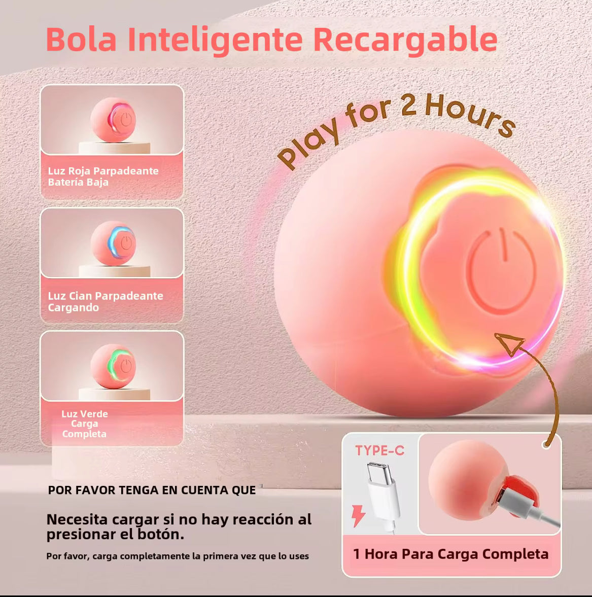 Pelota Electrónica Inteligente recargable para Gatos Azul