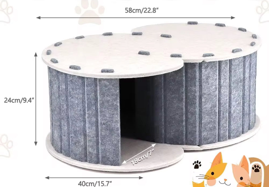 Cama Túnel Redonda para Gatos Azul beige