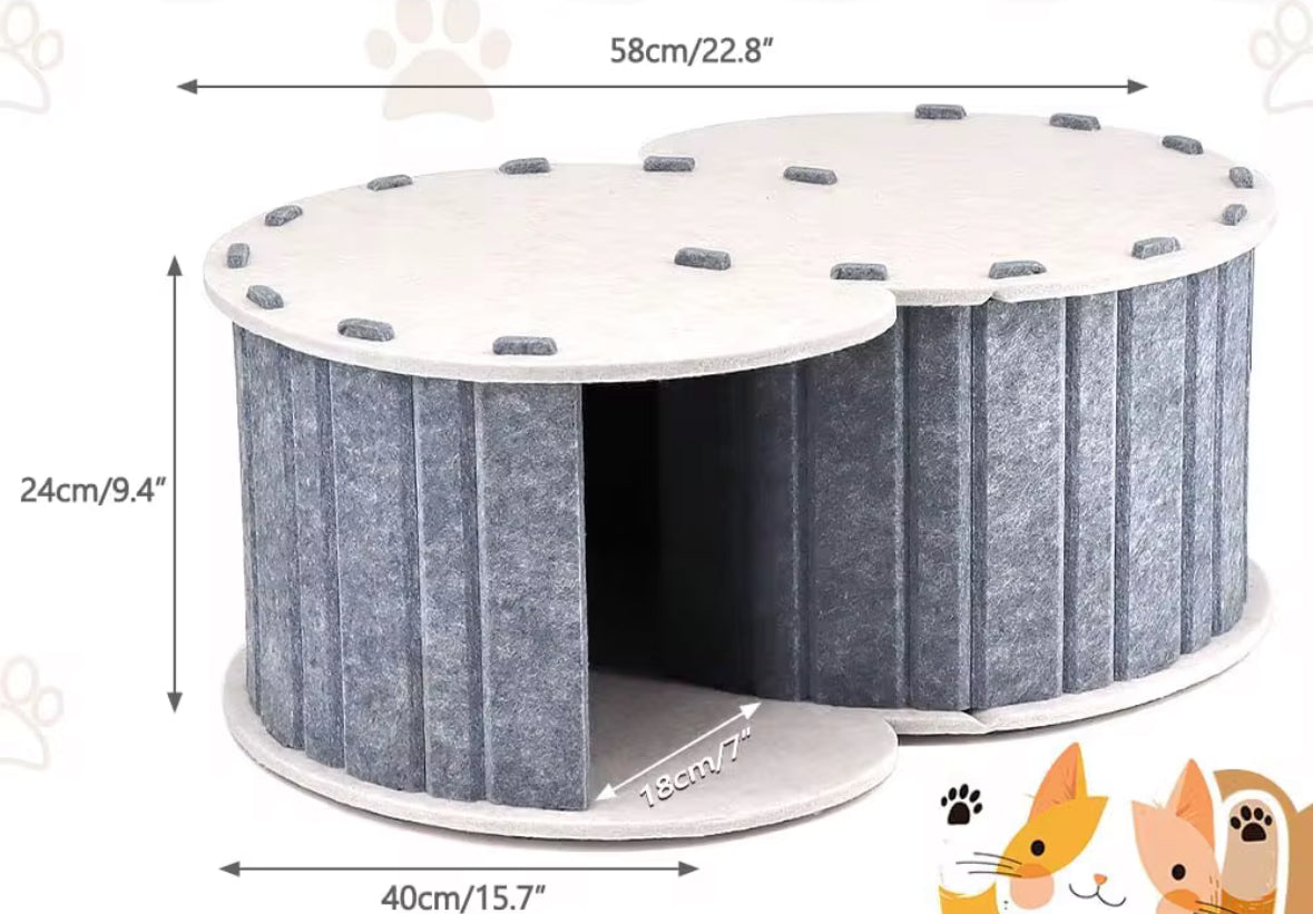 Cama Túnel Redonda para Gatos Azul beige