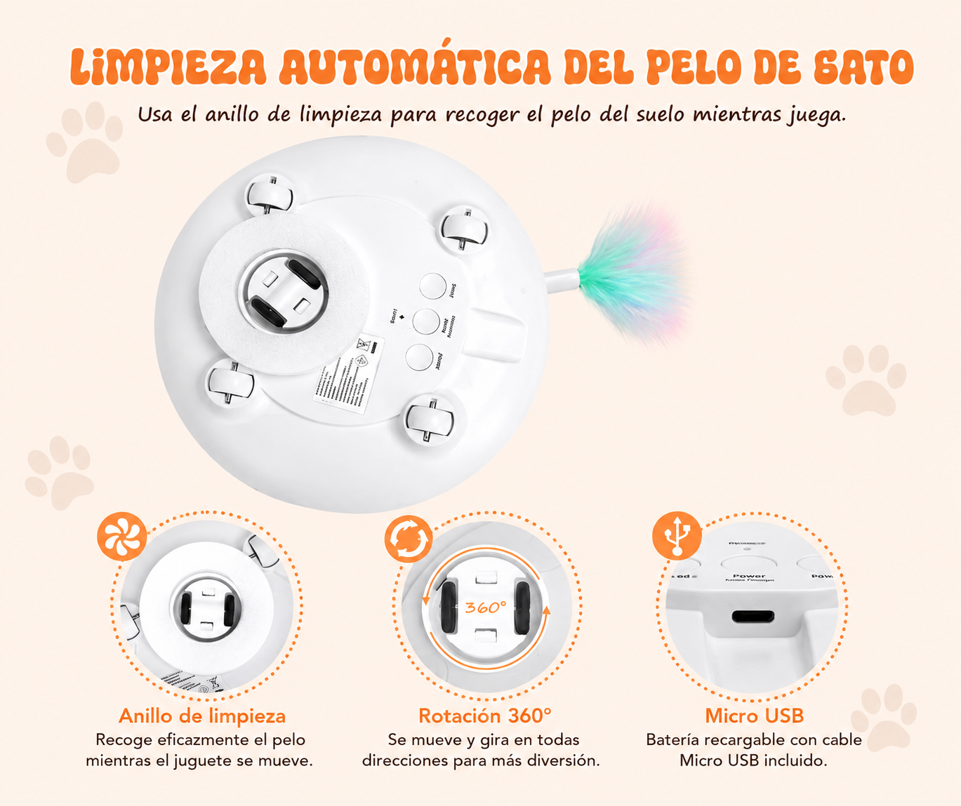 Juguete interactivo con sistema de limpieza de pelo ReGa Cats