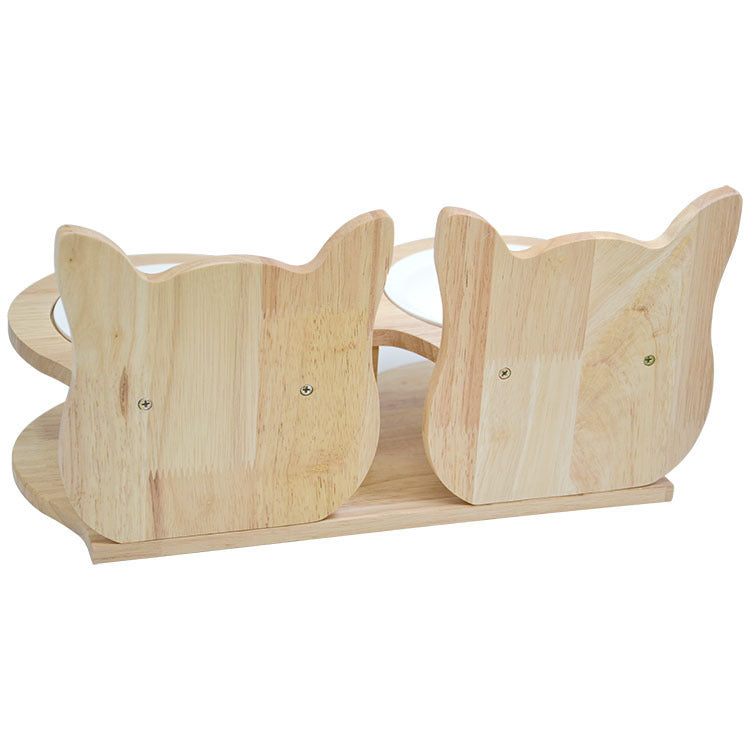 Comedero doble elevado de madera – Personalizable | ReGa Cats